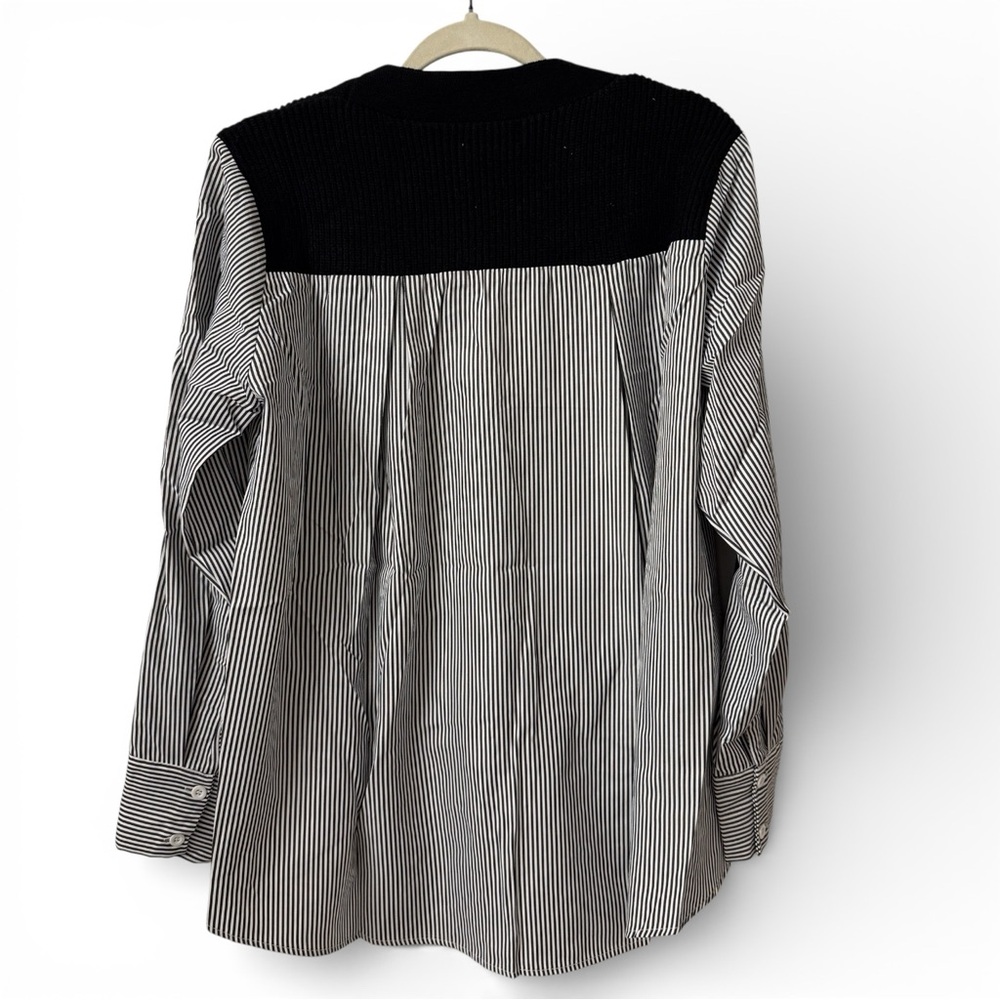 Elan Noelle Cardigan Shirt Medium Black White Layered Look New with Tags $108 - Picture 4 of 11